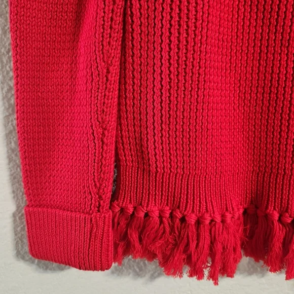 Brooks Brothers Women’s Red Knit Fringe Tassel Cotton Sweater size medium - Picture 5 of 6